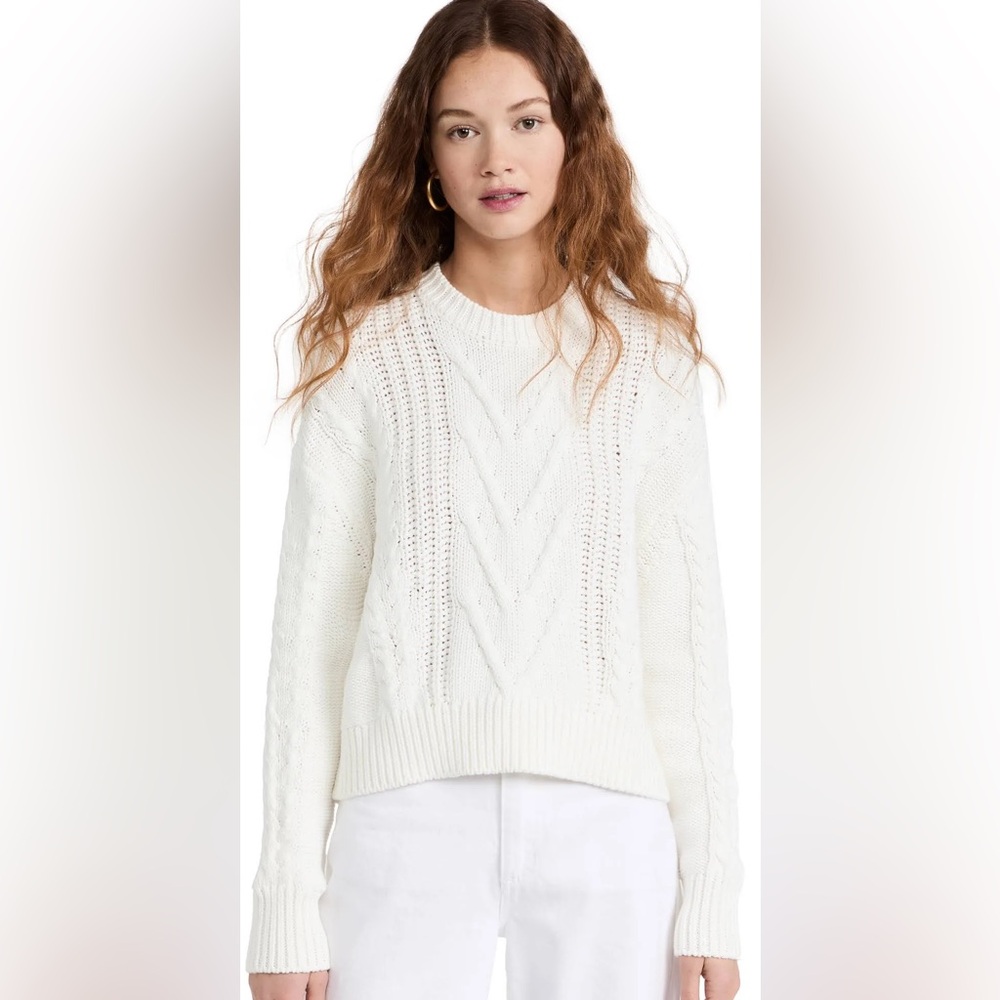 Pistola Cozy White Cable Knit Cropped Sweater - Small